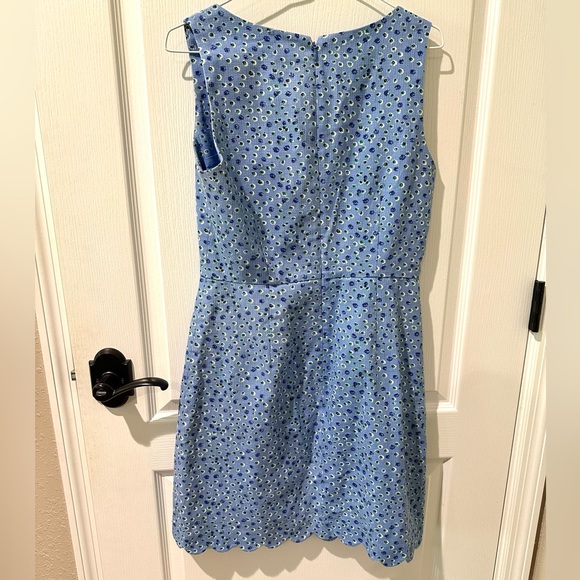 J. Crew Blue Scalloped Edge Basketweave Floral Sheath Dress - Picture 8 of 10